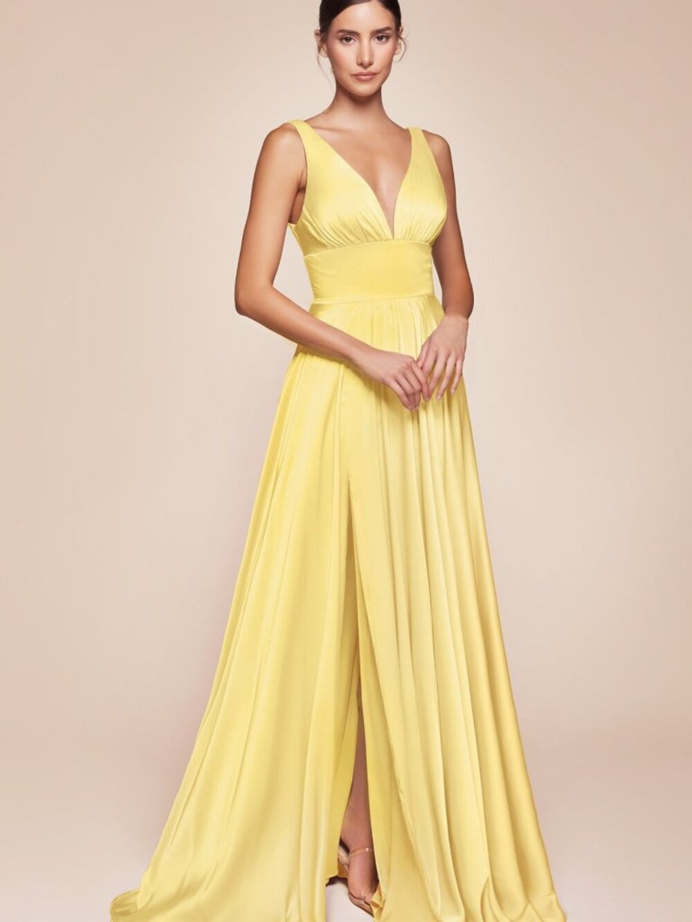 NEW LT YELLOW Evening Gown Floor Length Formal Elegant Stunning 7469